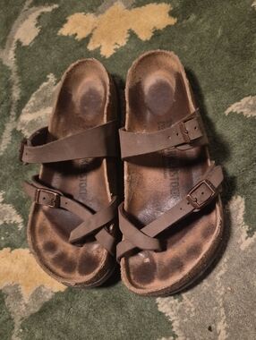 Birkenstock Brown Leather Two-Strap Sandals
